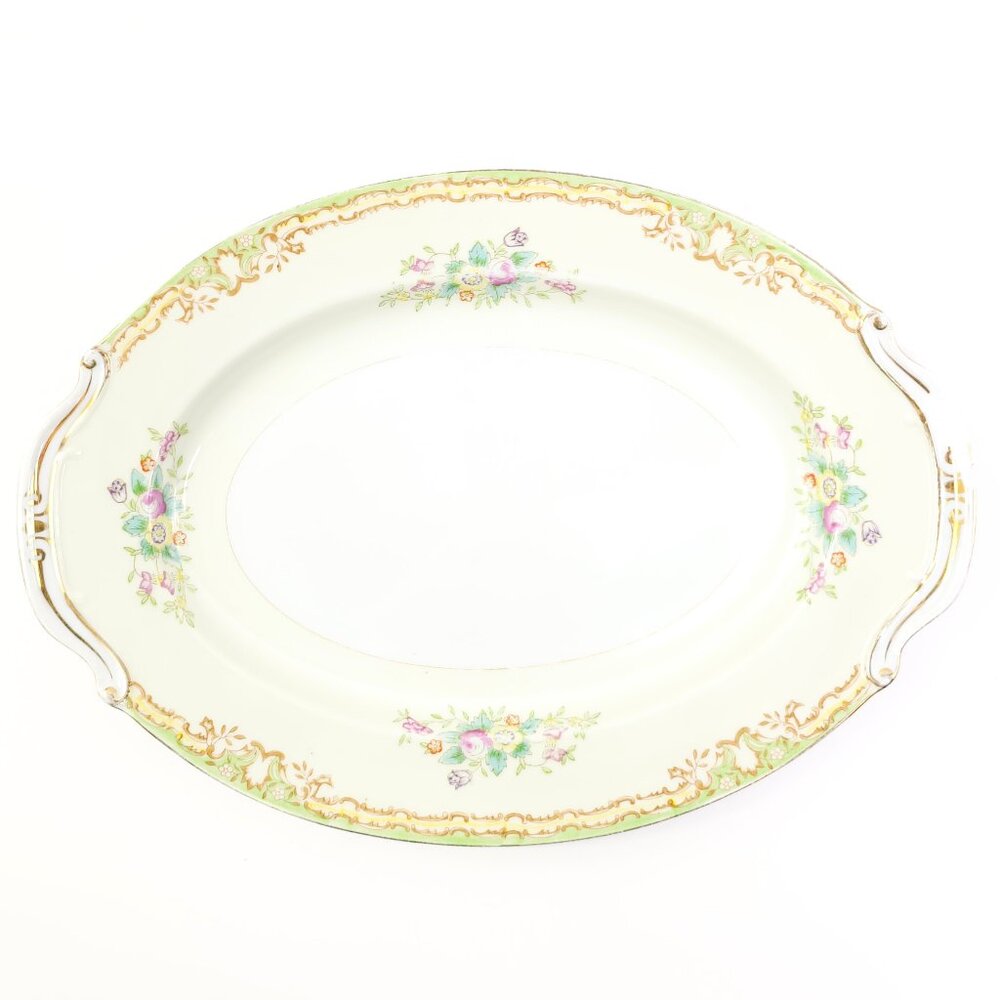 c. 1920s-1930s Vintage Sampy Japan "Elaine" Hand Painted Line Serving Platter